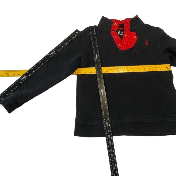 Spyder Boys Quilted Washed Out Black Pullover With Red Button Collar Large - Picture 2 of 10